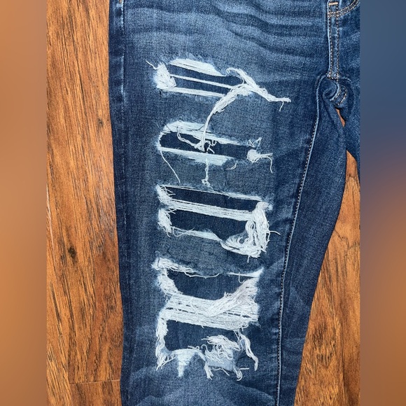 AE LIKE NEW Womenβs 360 Next Level Stretch Hi-Rise Distressed Jegging - Sz 6R - Picture 4 of 10